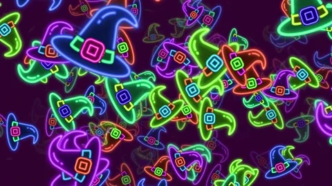 Halloween Background Glowing Loop Hat Stock Footage 213343210