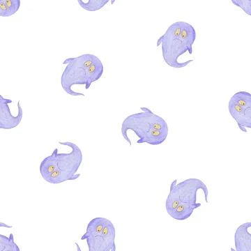 Halloween Background. Halloween Seamless Pattern with Ghosts. Illustrazione stock
