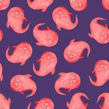 Halloween Background. Halloween Seamless Pattern with Ghosts. Stock Illustration