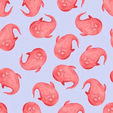 Halloween Background. Halloween Seamless Pattern with Ghosts. Stock Illustration