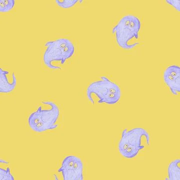 Halloween Background. Halloween Seamless Pattern with Ghosts. Stock Illustration