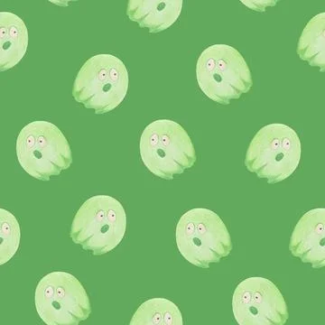 Halloween Background. Halloween Seamless Pattern with Ghosts. Stock Illustration