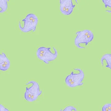 Halloween Background. Halloween Seamless Pattern with Ghosts. Stock Illustration