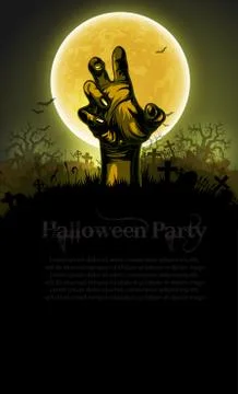 Halloween background with hand Stock Illustration
