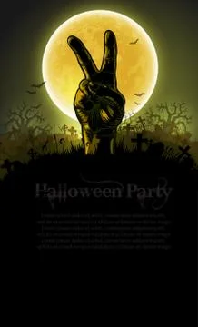 Halloween background with hand Stock Illustration
