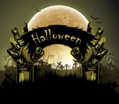 Halloween background with hand Ilustração Stock