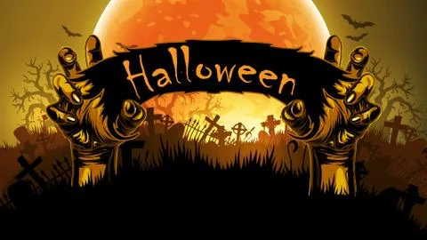 Halloween background with hand Stock Illustration