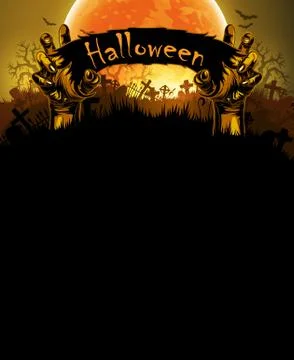 Halloween background with hand Stock Illustration