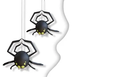 Halloween Background with Hanging Spiders and Copy Space for Text. Stock Footage 346517469