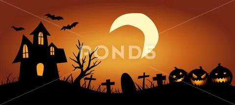 Halloween Background with haunted house Stock Illustration