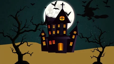 Halloween Background house bat loop animation Halloween concept element bac.. Stock Footage 281081283