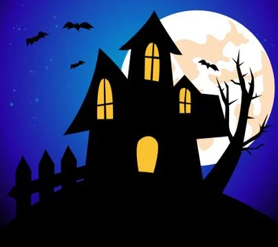Halloween background with house Stock Illustration