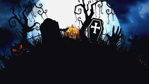 Halloween Background with huge moon in the background Stock Footage 236425694