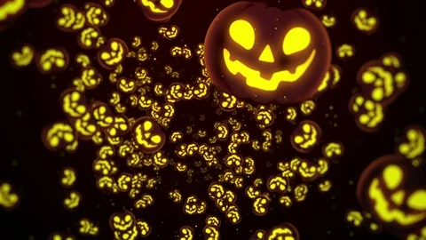 Halloween Background with Jack-O-Lantern Halloween Pumpkin, looped Video stock 96405120