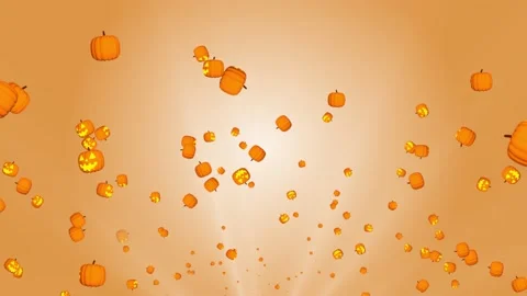 Halloween background loop. Flying pumpkin isolated on black background full 4k. Stock Footage 186733065