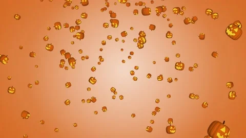 Halloween background loop. Flying pumpkin isolated on black background full 4k. Stock Footage 186790824