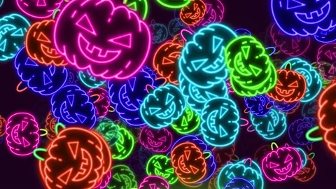 Halloween Background Loop Glowing Pumpkins Stock Footage 213343306