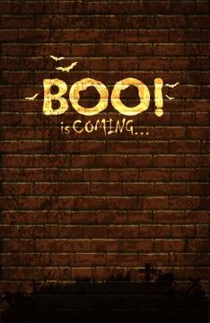 Halloween background with old brick wall Stock-Illustration