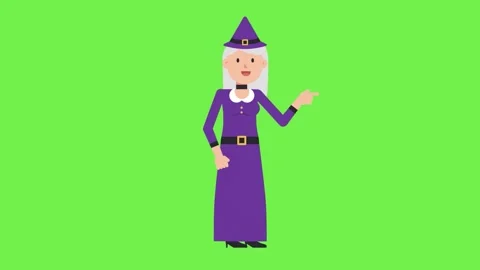 Halloween background with Old witch pointing right direction. green screen Stock Footage 265148815