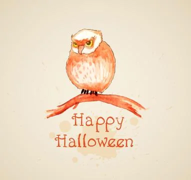 Halloween background with owl Stock Illustration