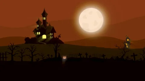 Halloween Background Parallax animation LOOP 120 FPS 4K up to 4 minute Stock Footage 141133910