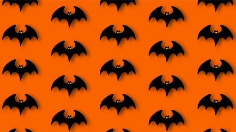 Halloween background pattern with dark bats over bright orange backdrop for.. Stockillustratie