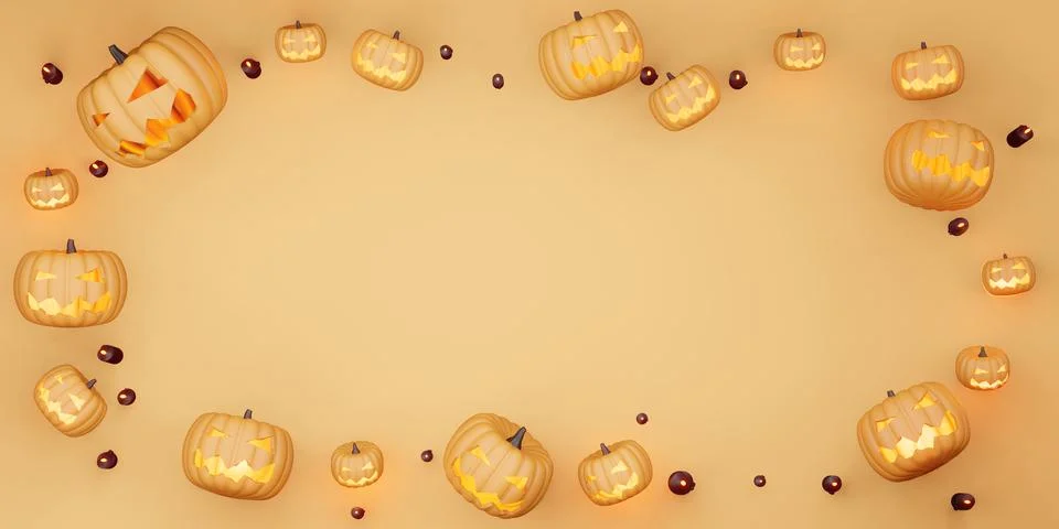 Halloween background Pumpkin and Candles 3D illustration Stock Illustration
