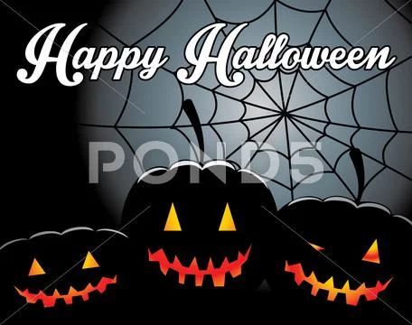 Halloween background with pumpkin and spider web Stock Illustration
