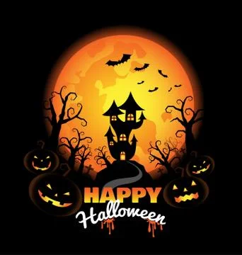 Halloween Background  with Pumpkins Stock Illustration