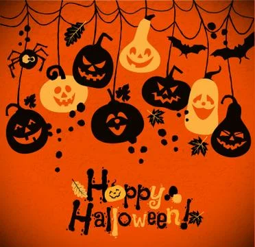 Halloween background with pumpkins Stock Illustration