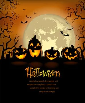 Halloween background with scary pumpkins Stock Illustration