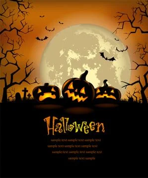 Halloween background with scary pumpkins Stock Illustration