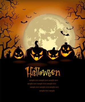 Halloween background with scary pumpkins Stock Illustration
