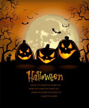 Halloween background with scary pumpkins Stock Illustration