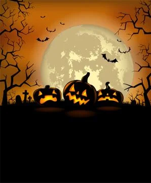 Halloween background with scary pumpkins Stock Illustration