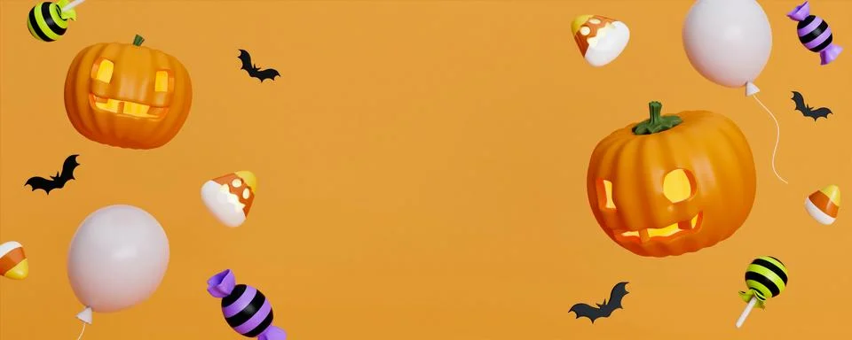 Halloween background with space for text. 3d render illustration. Stock Illustration