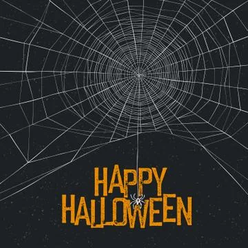 Halloween background with spider web and text Stock Illustration