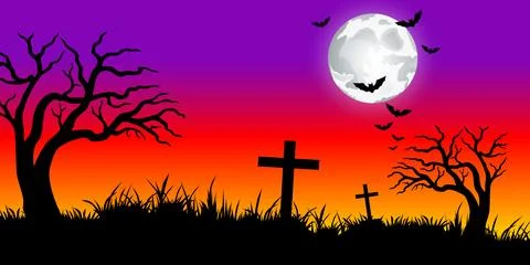 Halloween background with Spooky Halloween Elements. Vector Illustration Stock Illustration