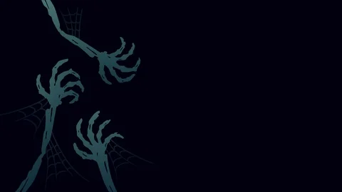 Halloween background template, skeleton monster hand concept design Stock Footage 94247264