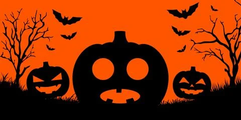 Halloween Background Vector Illustration with Pumpkins on the Moonlight and.. イラスト素材