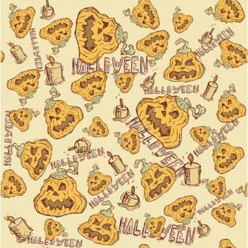 Halloween background. vector illustration. Seamless texture of pumpkin. Stock Illustration
