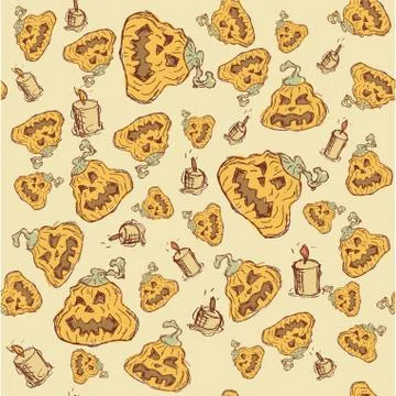 Halloween background. vector illustration. Seamless texture of pumpkin. Stock Illustration