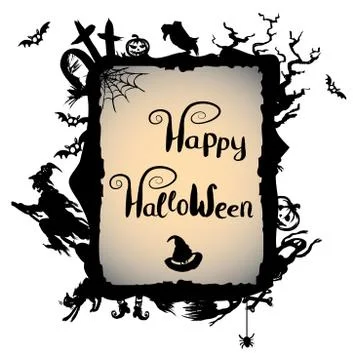 Halloween background with witch Stock Illustration