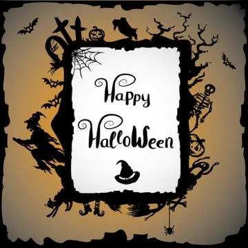 Halloween background with witch Stock Illustration