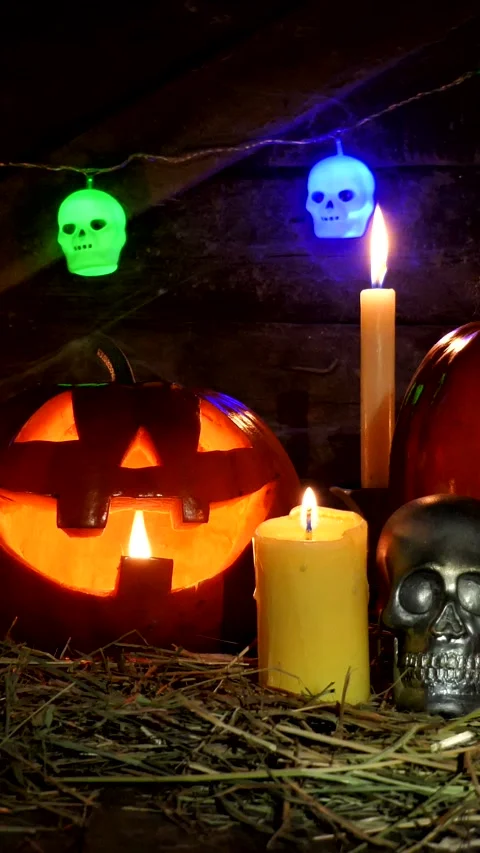Halloween background.Jack lantern Halloween.Traditional symbol of Halloween Stock Footage 318459230