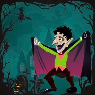 Halloween backgrounds set with vampire and their castle on cemetery, Draculas Stock Illustration