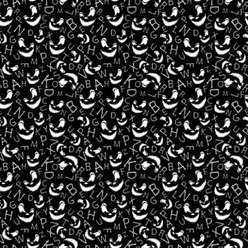 Halloween background.Seamless vector pattern with bones scary font latin alph イラスト素材