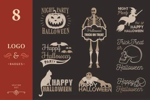 Halloween Badges Set Stock Illustration