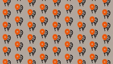 Halloween Balloons Pattern Background with Orange and Black Stripes. Stock Footage 325389049