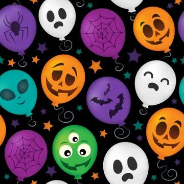 Halloween balloons seamless background Stock Illustration